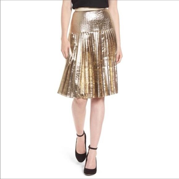 Lewit silk gold metallic pleated skirt - Picture 11 of 11